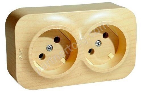 Legrand Quteo cиловая розетка двойная 2x2К 16А 250В, цвет светлое дерево