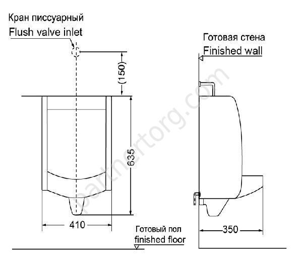 Писсуар напольный Huida HDU 620A W в комплекте с обвязкой