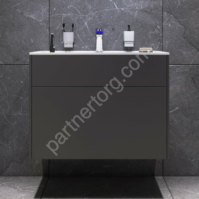 M50AFHX0803GM INSPIRE V2.0, База под раковину, подвесная, 80 см, 3 ящика, push-to-open, графит матов