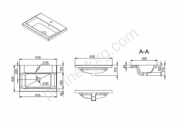 Gem раковина мебельная керамическая 60 см M90WCC0602WG