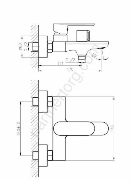 HB60590-7 смеситель для ванны и душа черный Haiba