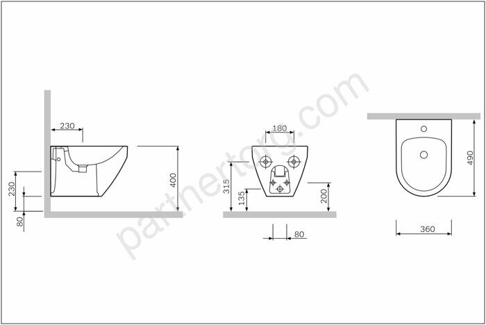 C703411WH Spirit V2.0, биде подвесное