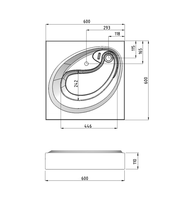 Alvaro раковина над стиральный машиной 60х60см