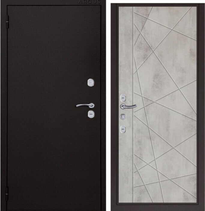 Хьюстон дверь стальная для улицы Букле темно серый, Бетон светлый