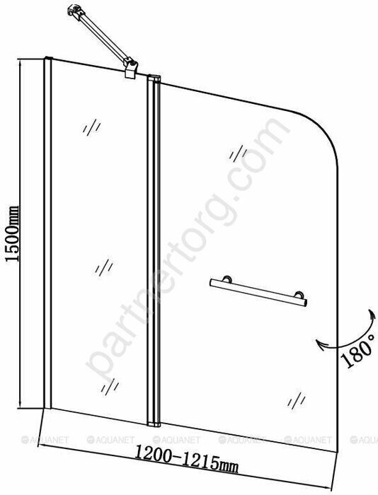 Aquanet, SG-1200, 00209412, шторка для ванны распашная, 120х150 см, прозрачное стекло, профиль хром