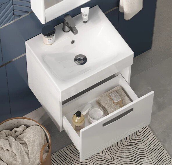 Estea 50.1Y Velvex подвесная тумба белая для ванной комнаты с раковиной como 50 Cersanit