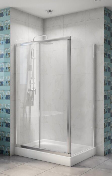 BelBagno DUE-AH-1-120/90-C-CR душевой уголок 120х90х190 см, дверь раздвижная, стекло прозрачное, профиль хром