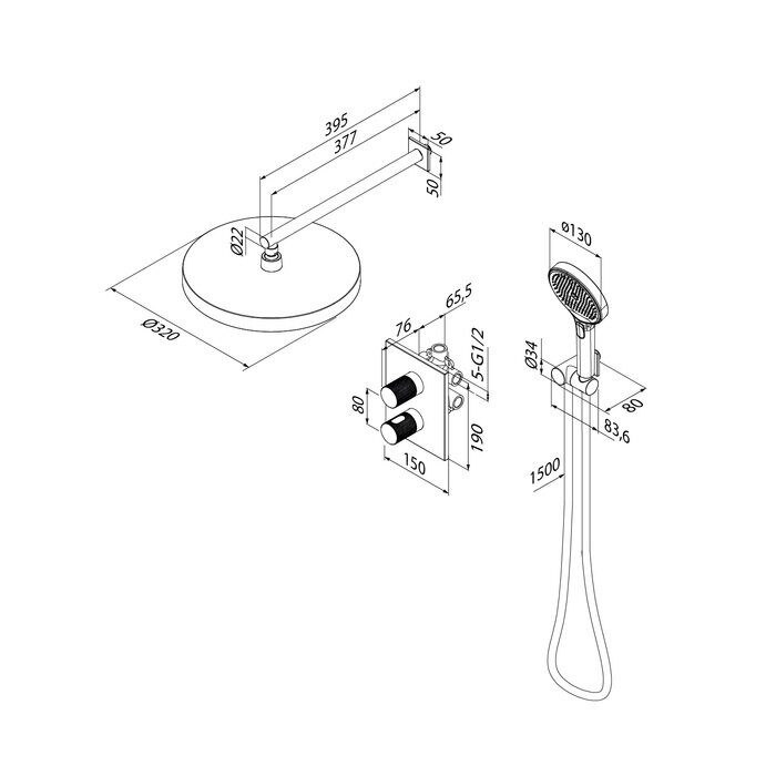 Duna Iddis встраиваемая душевая система с тропическим душем графит DUNGM0Ti67