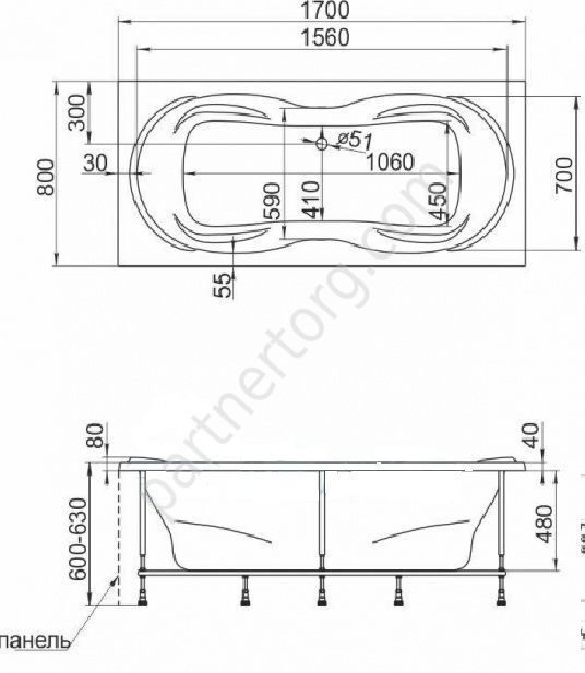 Динамика ванна акриловая 170х80 см  1 Марка