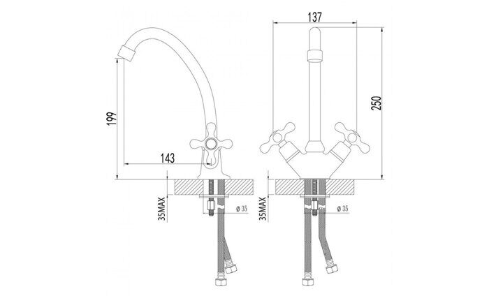 Standard LM2104C смеситель для кухни с высоким поворотным изливом, хром Lemark