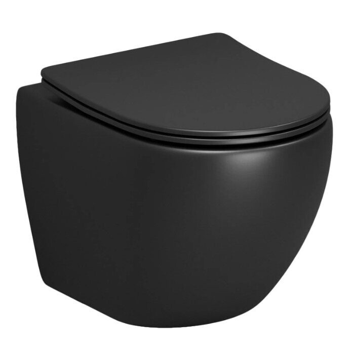 Grossman GR-4455BMs Black подвесной безободковый унитаз черный матовый с сидением