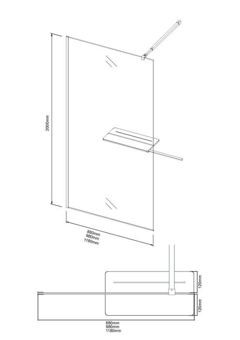 Niagara Nova NG-582-12BLACK душевая перегородка 120х200 см, черный матовый, стекло белый градиент