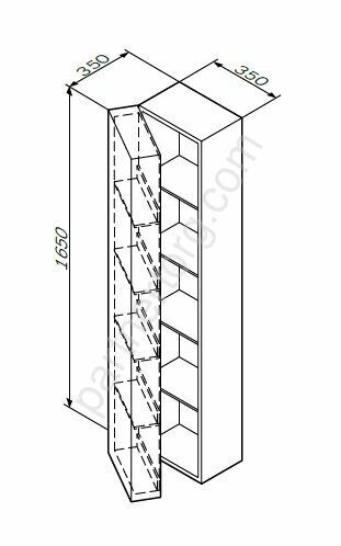 M70ACHL0356WG SPIRIT 2.0, шкаф-колонна, подвесной, левый, 35 см, фасад с полочками, push-to-open, цв