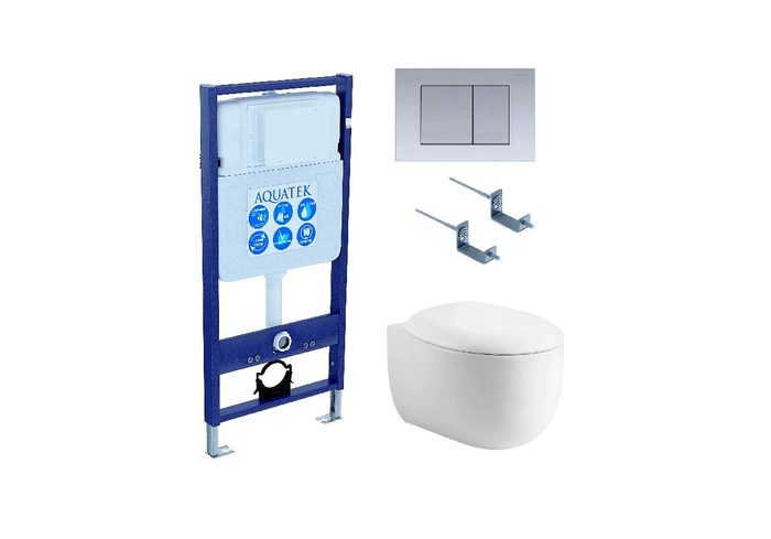 Set Aquatek Альтаир комплект рама INS-0000012, крепление KKI-0000002, унитаз AQ1980-00 и клавиша смыва KDI-0000011