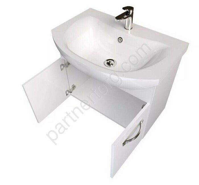 Вита 65П 2д тумба подвесная с раковиной белый глянец