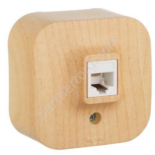 Legrand Quteo розетка телефонная RJ11, цвет светлое дерево