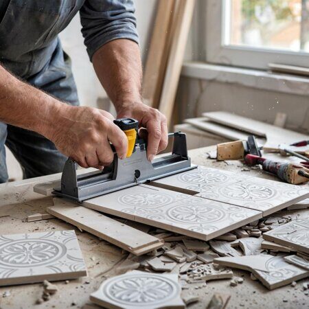 Прямой рез ручным плиткорезом