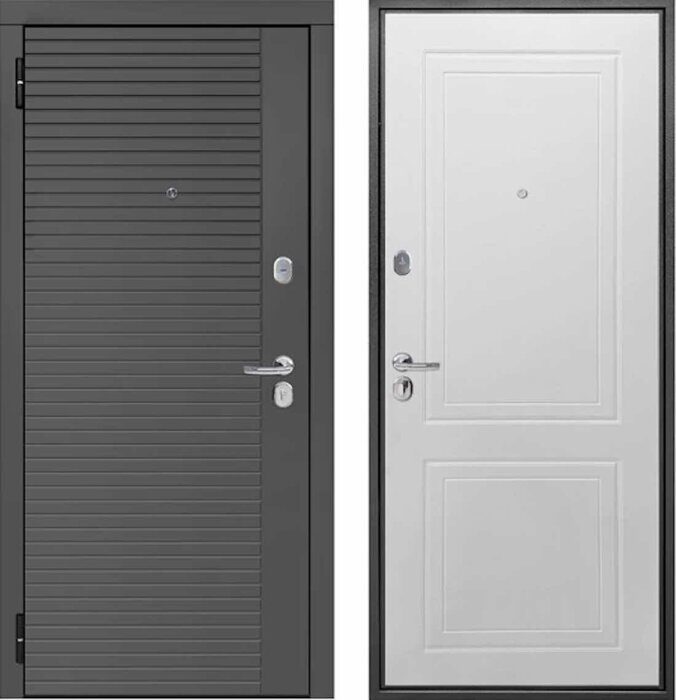 Прораб 4 5,5см дверь входная стальная МДФ Серебро графит, МДФ Эмалит белый