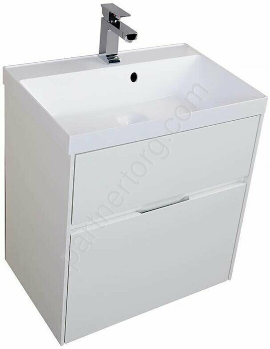 Латина 60 тумба белая для ванной комнаты 2 ящика с раковиной-столешницей Орлеан 60 QUICK CLAC Aquanet