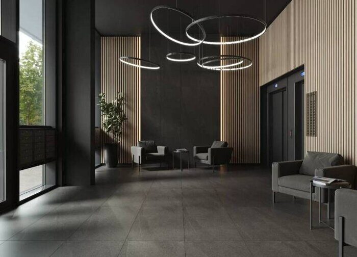 Gradient серо-бежевый структурный матовый керамогранит Kerranova 60x60см К-2081/MR