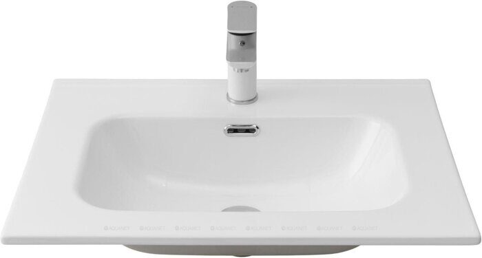 Lino 60 тумба дуб веллингтон для ванной комнаты с раковиной-столешницей Flat 60 Aquanet