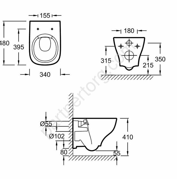 Struktura унитаз подвесной безободковый укороченный 48х34см Jacob Delafon