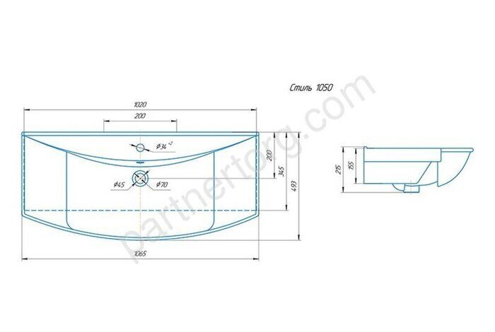 Стиль 105 раковина на тумбу Кировит
