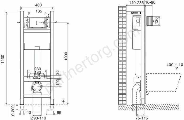 E21754RU-00 комплект инсталляция 30см с белой клавишей смыва и с унитазом подвесным Struktura  и сидением с микролифтом Jacob Delafon