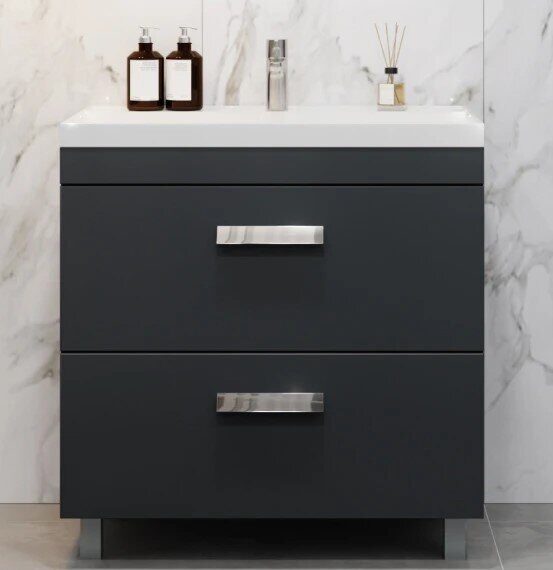 Orlando 800-0-2 Velvex напольная тумба графит для ванной комнаты с раковиной Pulsus 80
