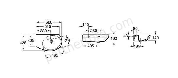 Dama Senso Roca раковина угловая 68х42 см, левая