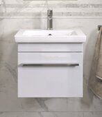 Land 500-0-1 тумба подвесная белая для ванной комнаты с умывальником Como 50