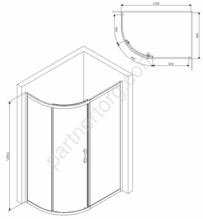 W83G-302U120CT Like Solo Slide 120 Душ. ограждение Like 120x80, стекло прозрачное, проф хром глянц, без поддона