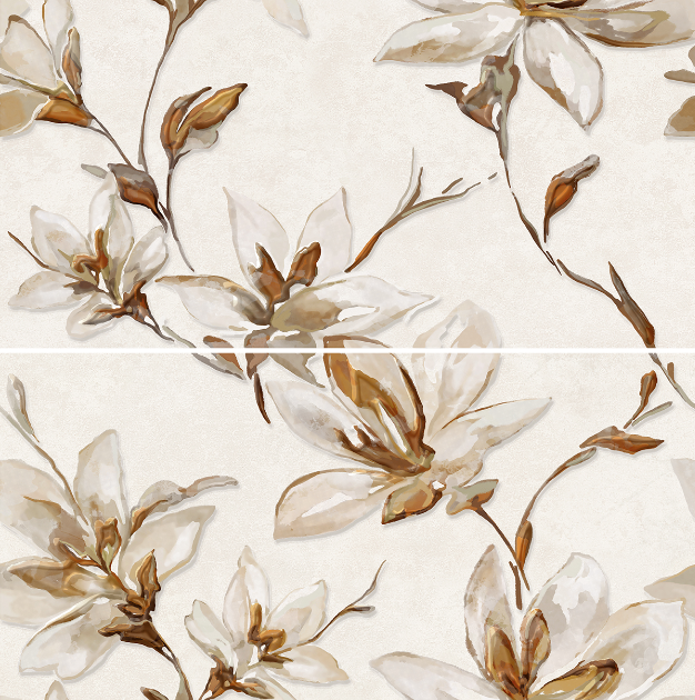 Palladio Ivory панно бежевое полуматовое цветы 63х63см Azori