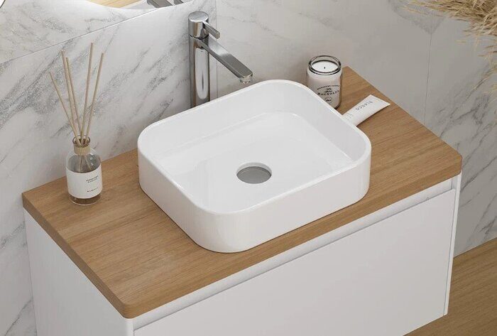 Klaufs 90 Velvex столешница без отверстий Invisible Line, шатанэ, для ванной комнаты