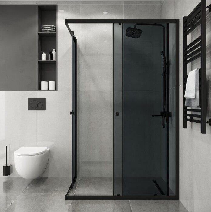 Niagara Eco NG-1012-14QT душевое ограждение раздвижное 120х80см, стекло тонированное, профиль черный