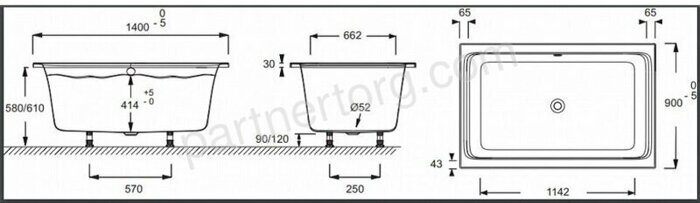 Capsule Jacob Delafon компактная ванна-душ акриловая 140x90 см