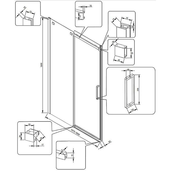 Veconi VN70-160-01-19C4 душевая дверь раздвижная 160х195 см, профиль черный
