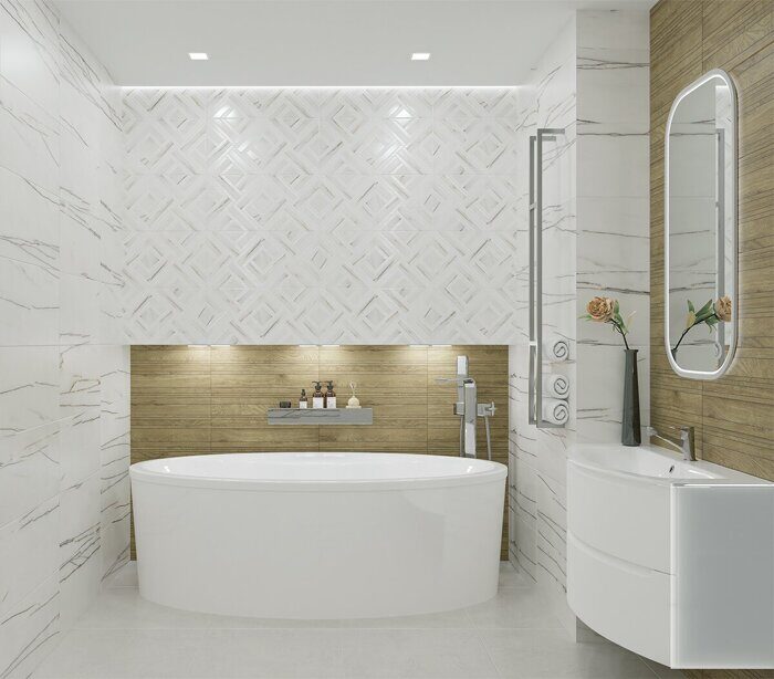 Rosso Venato Geometria настенная плитка белая матовая sugar-эффект геометрия 31х63см Azori