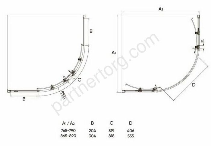 Veconi RV-107 душевой угол 90х90x190 см