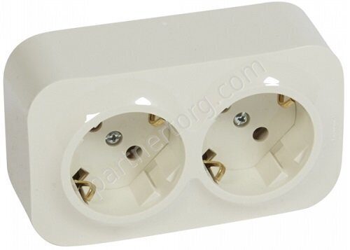 Legrand Quteo cиловая розетка двойная 2x2К+З 16А 250В, цвет слоновая кость