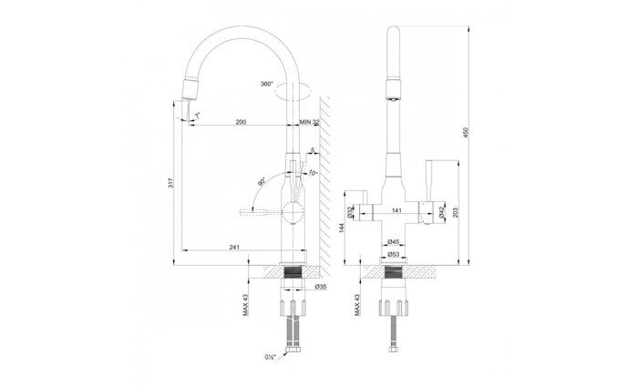 Expert LM5083S-White, смеситель для кухни с подключением к фильтру питьевой воды, хром-белый Lemark