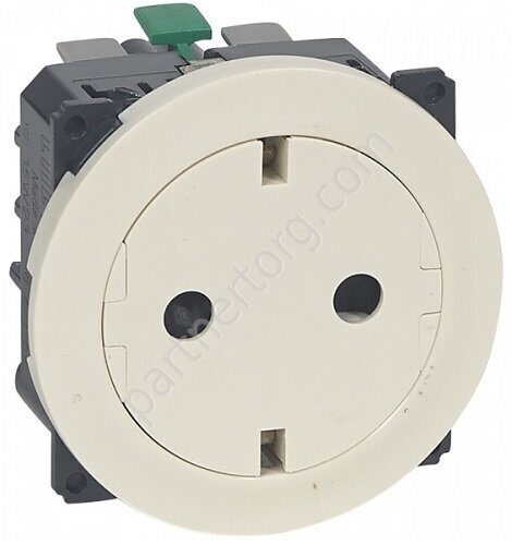 Legrand Celiane механизм силовой розетки 2К+З 16А 230В, с лицевой панелью, безвинтовые зажимы, цвет слоновая кость