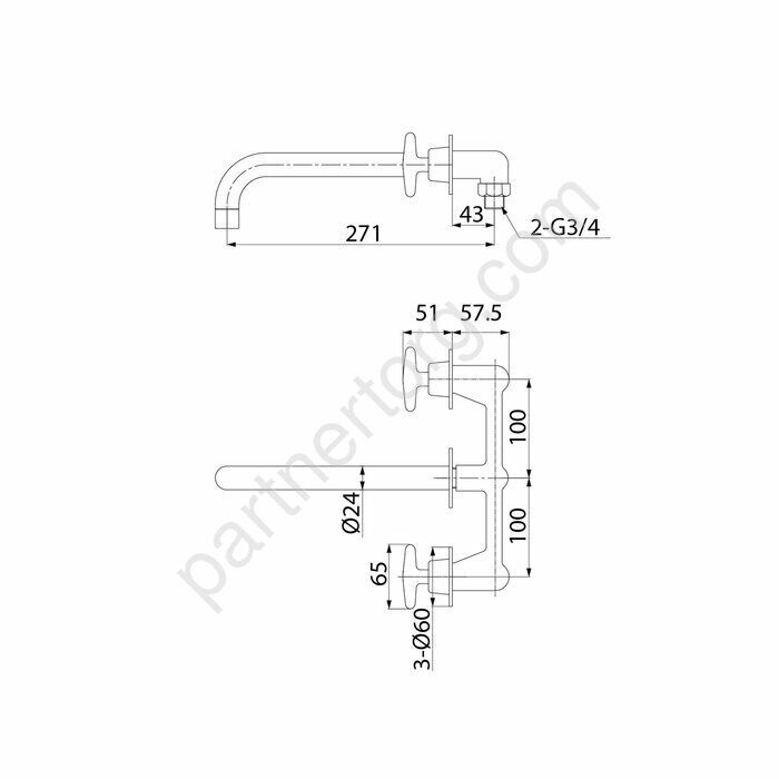 Acros Iddis настенный встраиваемый смеситель для умывальника, хром ACRSB00i65