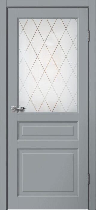 C03 ПО Classic FlyDoors дверь межкомнатная эмалит серый матовое стекло