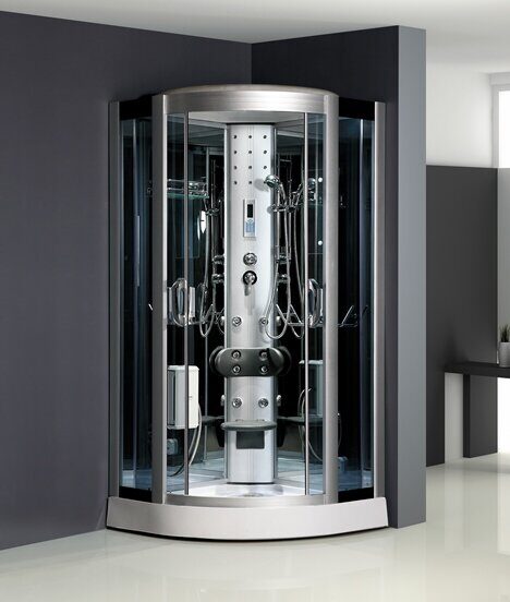 ODA-8318 душевая кабина угловая полукруглая 100х100, тонированное стекло, низкий поддон