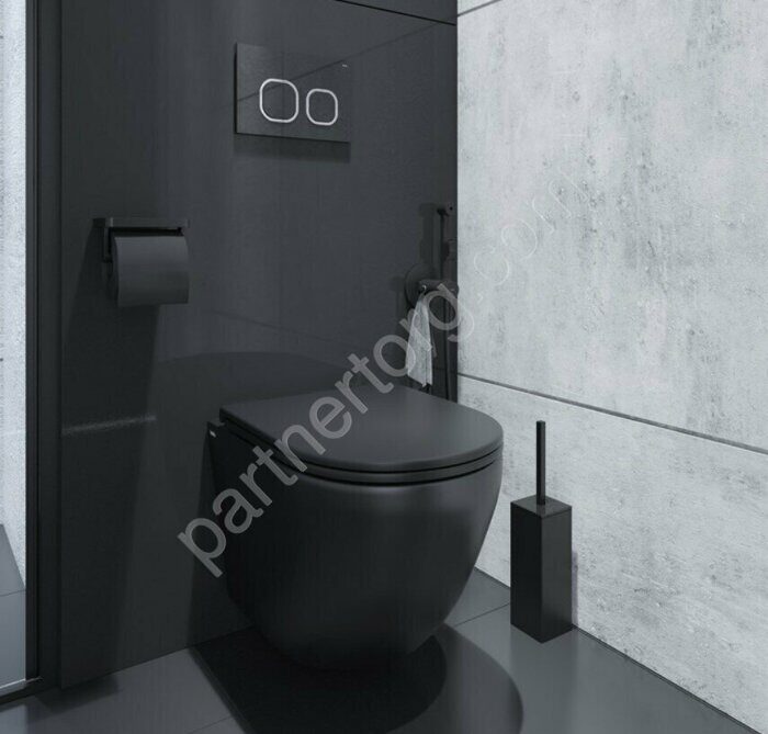 Blanco черный матовый подвесной безободковый унитаз Iddis с сиденьем BLAR3BMi25