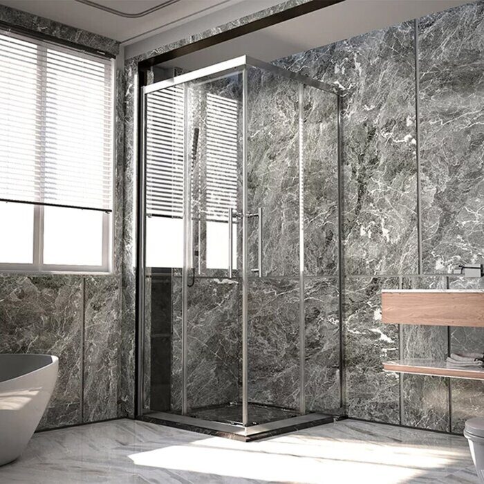 Veconi PTC20-CH-90-01-C4, Половина душевого угла, 90x200 см, профиль черный