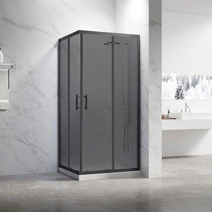Veconi RV27B-11090-05-C8 душевой угол, 110х90x190 см, дверь раздвижная, профиль черный