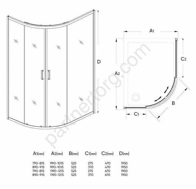 Veconi RV03-12090A-01-19C1 душевой угол 120х90x195 см, дверь раздвижная