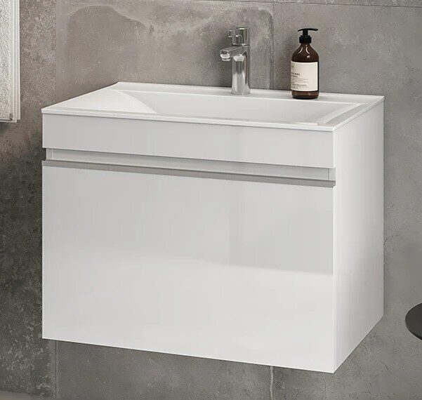 Pulsus 70 Velvex подвесная тумба белая для ванной комнаты с раковиной Pulsus 70